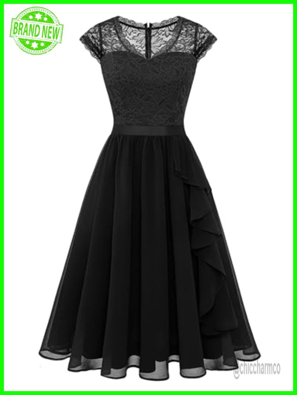 Women's Bridesmaid Dress Floral Lace Chiffon A-Line Prom Cocktail